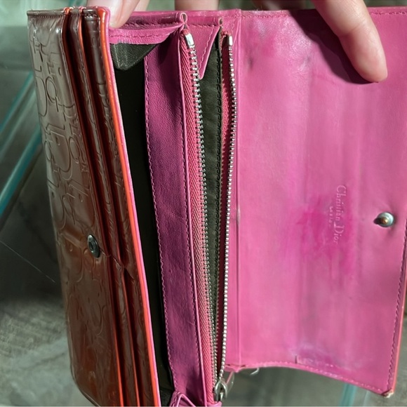 Christian Dior trotter leather bicolor pink orange wallet - Picture 5 of 10